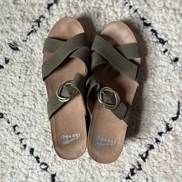 Dansko Susie Sage Green Nubuck Strappy Open Toe Wedge Sandals size 41 / 10.5–11 - Picture 1 of 6